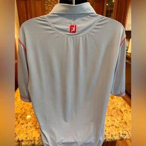 FootJoy golf polo.  Sharp blue/white micro stripe. Moisture-Wicking. Medium. EUC